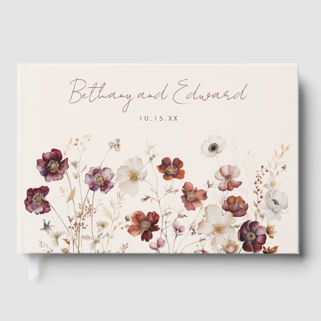 Herbstliche Wildblume Wiesen Hochzeit Gästebuch (Vorderseite)