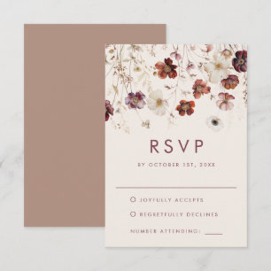 Herbstliche Wildblume Wiesen Hochzeit RSVP Karte