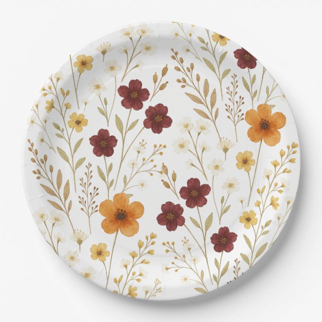 Herbstliche Wildblumen Elegantes Papierplatte Pappteller (Vorderseite)