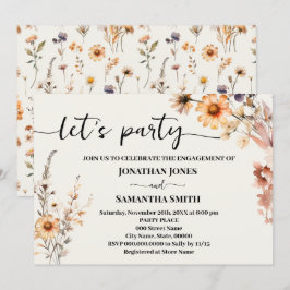 Herbstliche Wildblumen Party Verlobung Hochzeit Einladung
