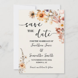 Herbstliche Wildblumen Save the Date Hochzeit