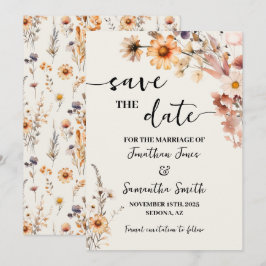 Herbstliche Wildblumen Save the Date Hochzeit