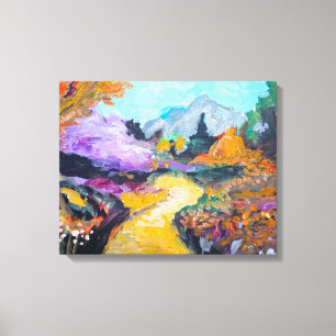 Herbstlicher Bergpfad auf Leinwand