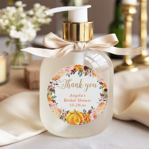 Herbstlicher Blumenkranz Kürbis Gold Dankeschön Ge Runder Aufkleber