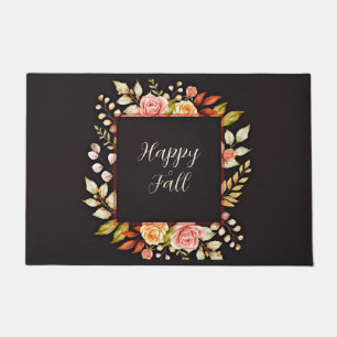 Herbstlicher Blumenrahmen mit anpassbarem Text  Fußmatte