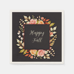 Herbstlicher Blumenrahmen mit anpassbarem Text  Serviette