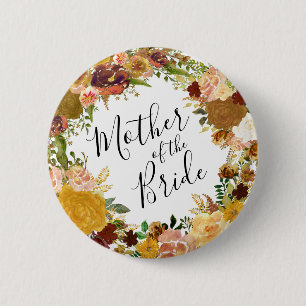 Herbstlicher Garten-Blumenkranz Mutter der Braut Button