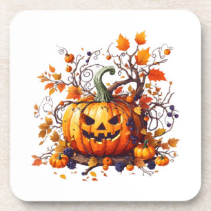 herbstlicher Halloween lustiger Kürbis Getränkeuntersetzer