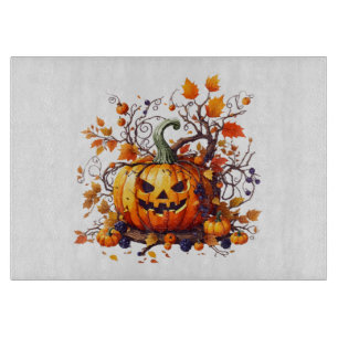 herbstlicher Halloween lustiger Kürbis Schneidebrett