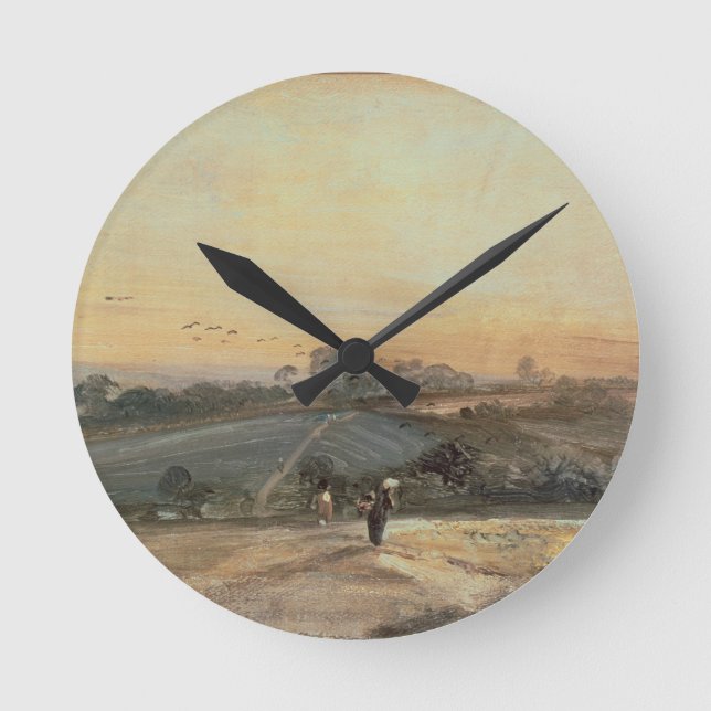 Herbstlicher Sonnenuntergang John Constables | Runde Wanduhr (Vorderseite)