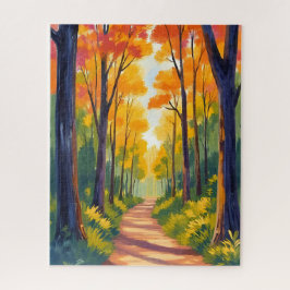 Herbstlicher Waldweg | Aquarell der Herbstfoliage