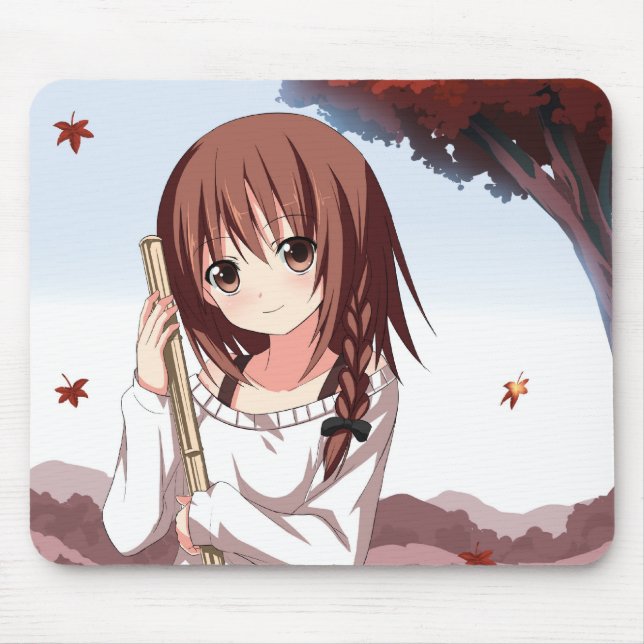 Herbstliches Blätter Momiji Mädchen Mousepad (Vorne)
