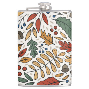 Herbstliches Blattquadrat-Design Flachmann