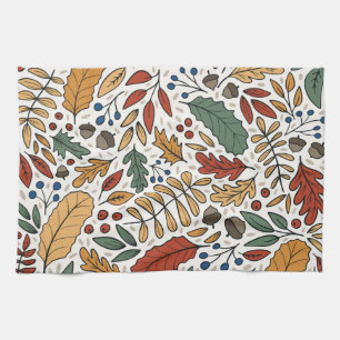 Herbstliches Blattquadrat-Design Geschirrtuch
