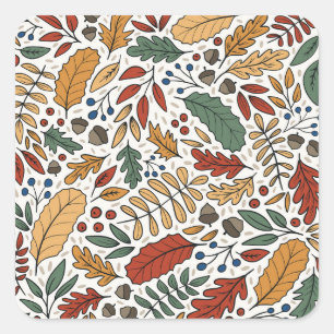 Herbstliches Blattquadrat-Design Quadratischer Aufkleber