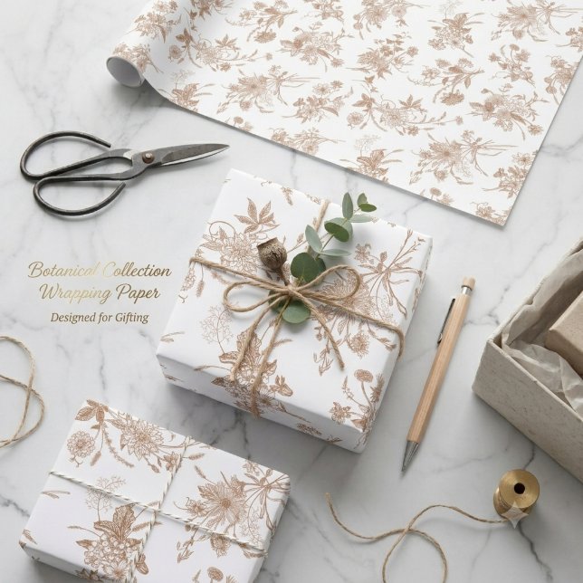 Herbstliches Blumen-Toile-Muster Geschenkpapier (Von Creator hochgeladen)
