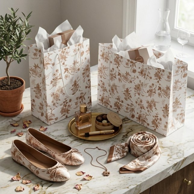 Herbstliches Blumen-Toile-Muster Große Geschenktüte (Von Creator hochgeladen)