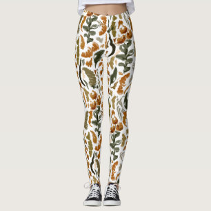 Herbstliches Blumenmuster im rustikalen Stil Leggings