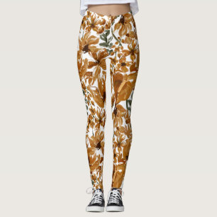 Herbstliches Blumenmuster im rustikalen Stil  Leggings