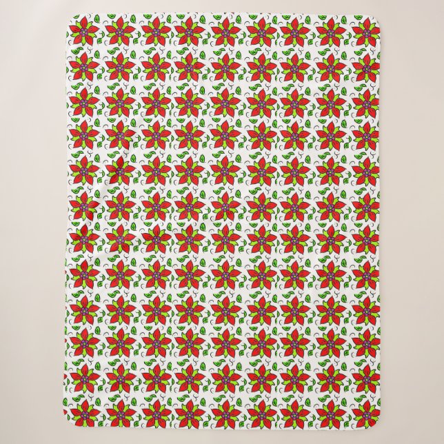 Herbstliches Blumenmuster Sherpadecke (Vorderseite)