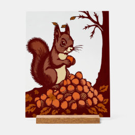 🐿️ Herbstliches Eichhörnchen – Büroschmuck 🍂 Acrylschild
