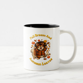 Herbstliches Eichhörnchen, Herbstblätter Zweifarbige Tasse