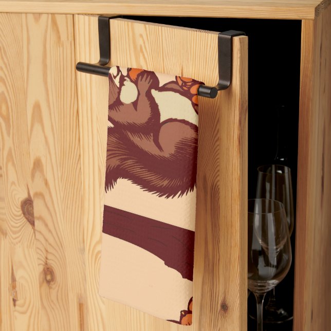 Herbstliches Eichhörnchen Küchenhandtuch Geschirrtuch (Drittel gefaltet)