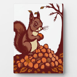 🐿️ Herbstliches Eichhörnchen – Schreibtischdekora Fotoplatte