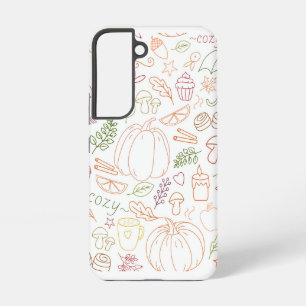 Herbstliches gemütliches Doodle-Muster – Herbstkür Samsung Galaxy Hülle