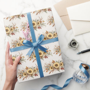 Herbstliches Geweih und Sonnenblumen Geschenkpapier
