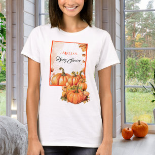 Herbstliches Gold Orange Aquarell Kürbis Mami Baby T-Shirt