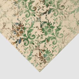 Herbstliches Grün & Beige-Ephemeren-Muster Seidenpapier