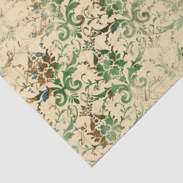 Herbstliches Grün & Beige-Ephemeren-Muster Seidenpapier