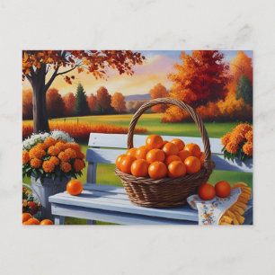 Herbstliches Land Zitrusfrüchte-Korb Ernte  Postkarte