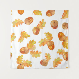 herbstliches nahtloses Muster mit farbenfrohen Eic Wandteppich
