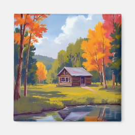 Herbstliches Zuhause Seeufer Cottage Magnet