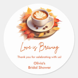 Herbstliebe braut Hochzeitsdusche brauen Kaffee Runder Aufkleber