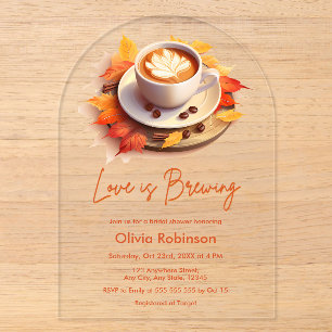 Herbstliebe Brautparty - Coffee Love is Brewing Acryleinladungen