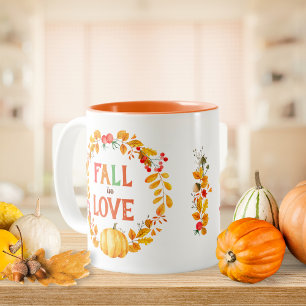 Herbstliebeskranz Herbstblätter Kürbis Zweifarbige Tasse