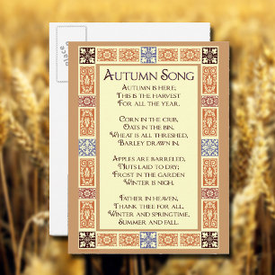 Herbstlied Erntedankgedicht Postkarte