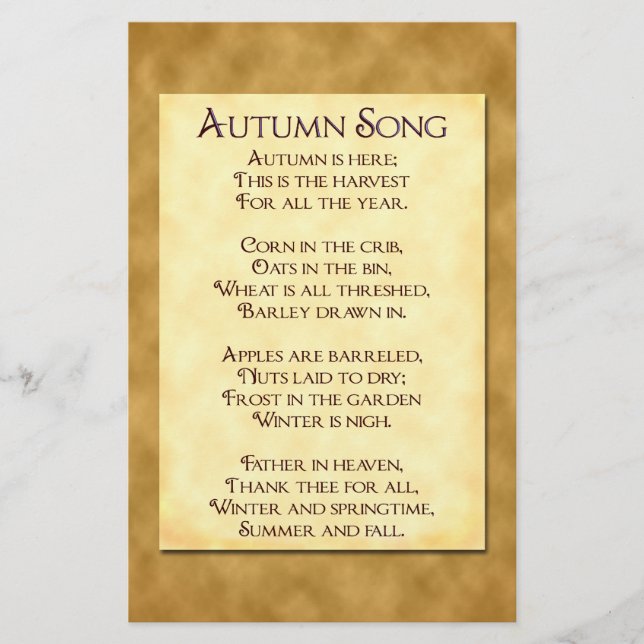 Herbstlied Erntedicht Flyer (Vorne)