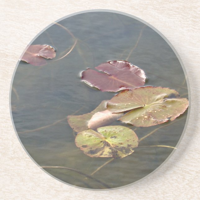 Herbstlilypads Sandstein Untersetzer (Vorne)
