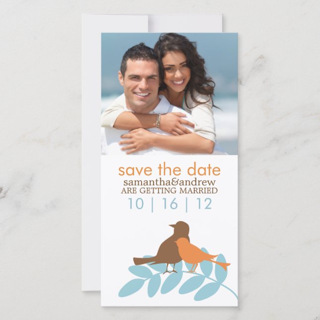 Herbstlove Birds Foto Hochzeiten Ankündigung (Vorderseite)