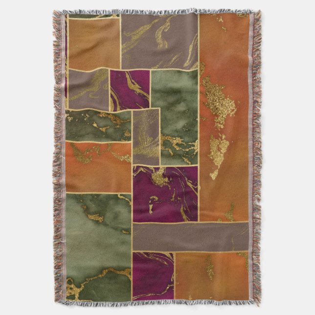 Herbstluxus | Geometrisches Gold Jewel Tone Marmor Decke (Vorderseite Vertikal)