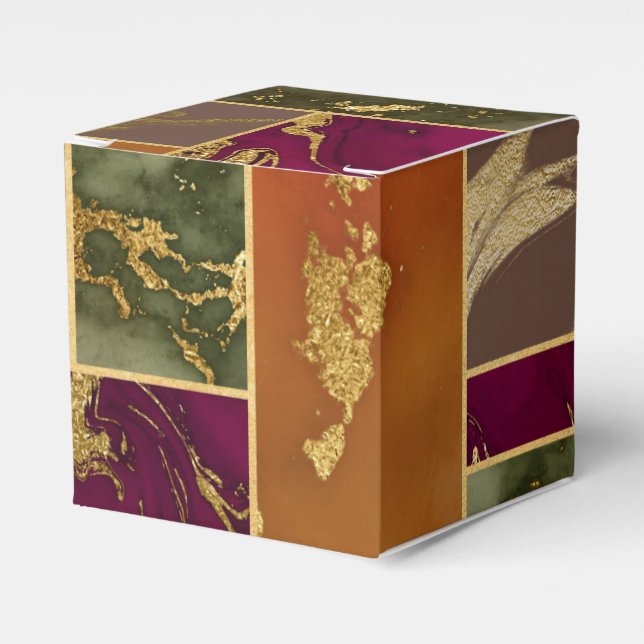 Herbstluxus | Geometrisches Gold Jewel Tone Marmor Geschenkschachtel (Vorderseite)