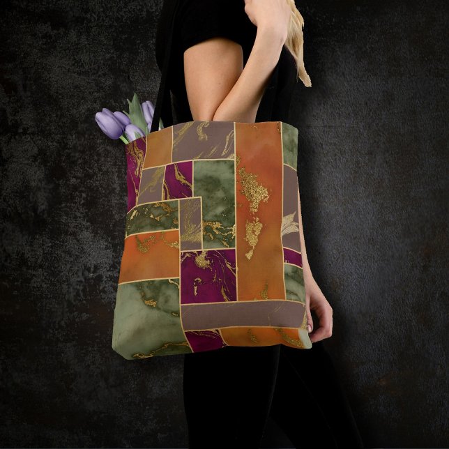 Herbstluxus | Geometrisches Gold Jewel Tone Marmor Tasche (Von Creator hochgeladen)