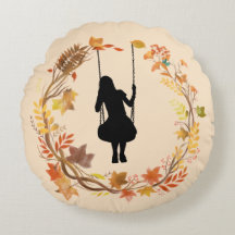 Herbstmädchen auf Schaukel-Grafik _Herbstblatt