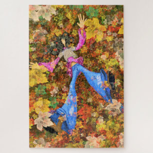 Herbstmädchen Blätter Kunst Zeichnend Abstrakte Ja