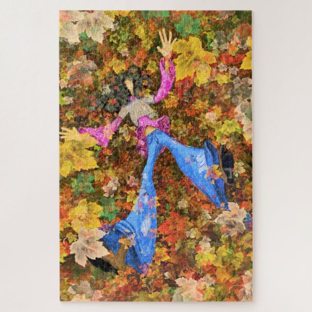Herbstmädchen Blätter Kunst Zeichnend Abstrakte Ja (Vertikal)