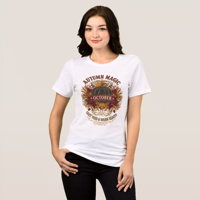 Herbstmagie Oktober T - Shirt - Gemütliche Farben  (Vorderseite voll)